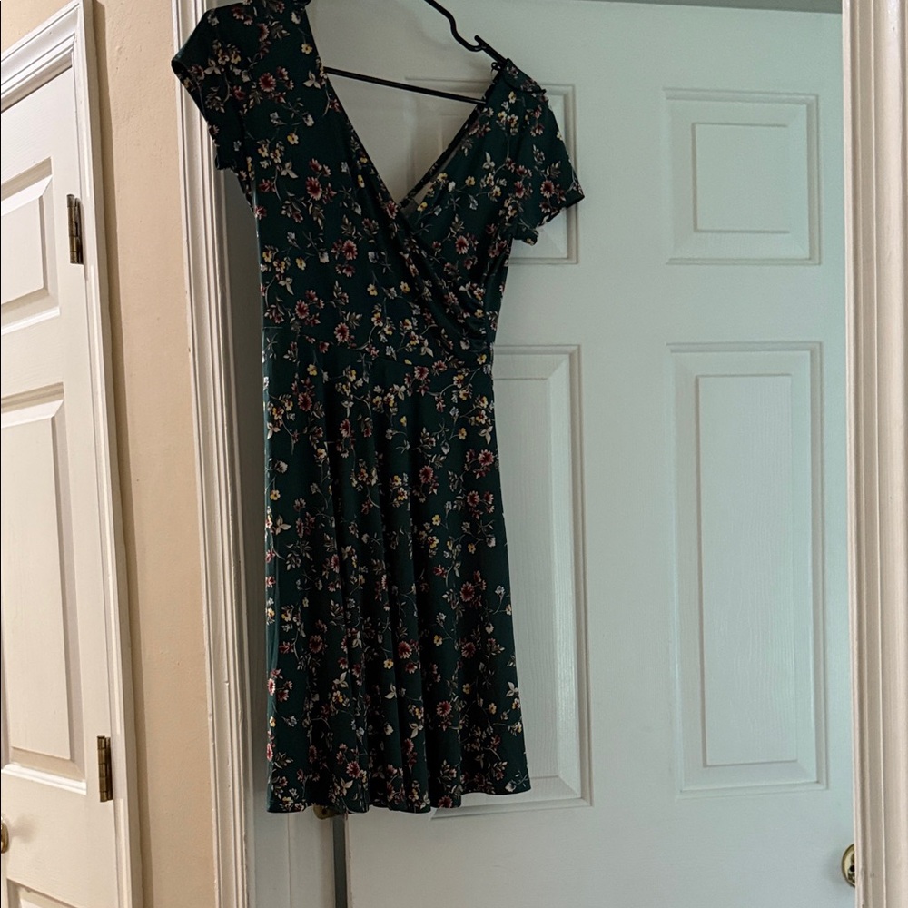 Kaileigh Dark Green Floral Mini Dress
